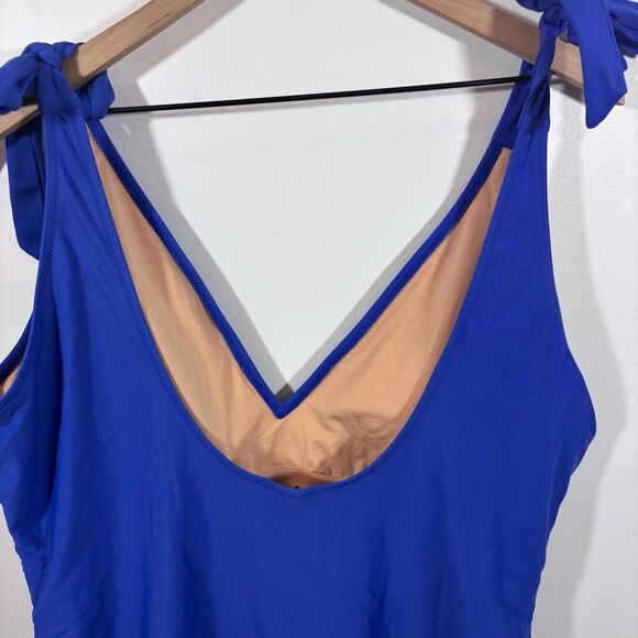 J. CREW BRILLIANT BLUE TIE SHOULDER ONE PIECE SWIMSUIT Size 2X BR591 - Picture 8 of 14